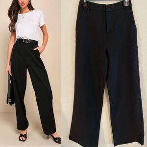 LuLu’s Women’s Pants Small Black Chic Mindset Contemporary Wide-Leg Preppy